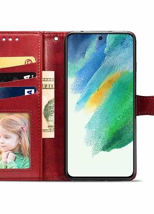 Кожаный чехол-книжка getman gallant (pu) для samsung galaxy s23 fe красный