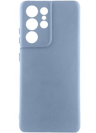 Чохол tpu getman liquid silk full camera для samsung galaxy s22 ultra блакитний / lilac blue