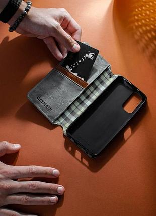 Кожаный чехол-книжка getman cubic (pu) для samsung galaxy a05 серый