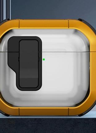 Футляр противоударный locking button для наушников airpods 4 yellow