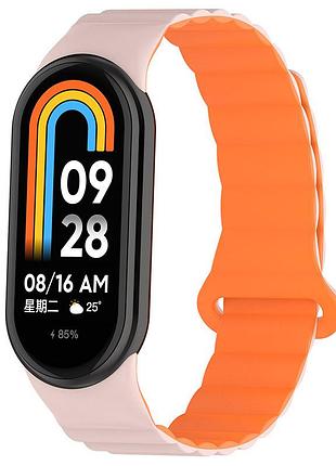 Ремешок dual-color magnetic для xiaomi mi band 9/8/10 light pink / orange