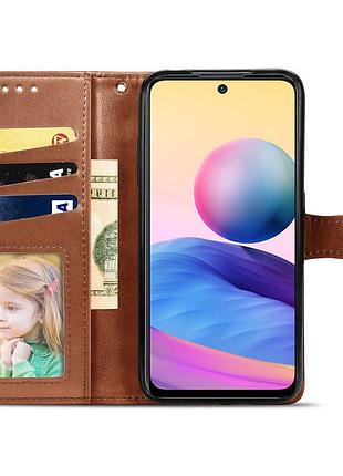 Кожаный чехол-книжка getman gallant (pu) для samsung galaxy s23 fe коричневый