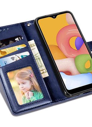 Кожаный чехол-книжка getman gallant (pu) для motorola moto g85 синий