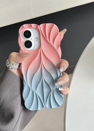 Tpu чехол leaf для apple iphone 16 (6.1") pink / blue