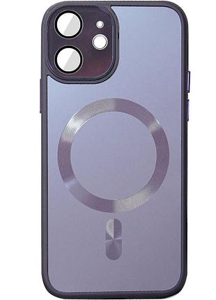 Чехол tpu+glass sapphire midnight with magsafe для apple iphone 12 (6.1") фиолетовый / deep purple