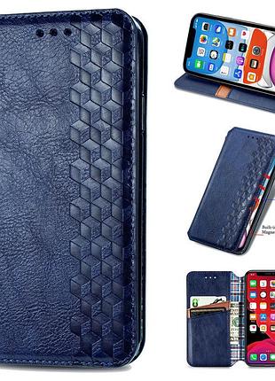 Кожаный чехол-книжка getman cubic (pu) для xiaomi 12t / 12t pro синий
