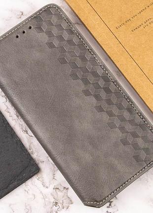 Кожаный чехол-книжка getman cubic (pu) для xiaomi poco f5 pro серый