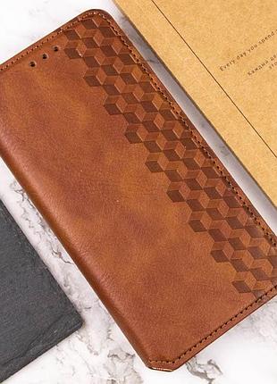Кожаный чехол-книжка getman cubic (pu) для xiaomi poco f5 / note 12 turbo коричневый