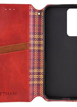 Кожаный чехол-книжка getman cubic (pu) для samsung galaxy s23 fe красный