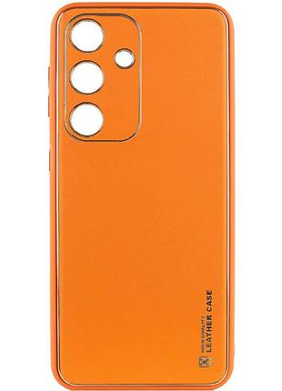 Кожаный чехол xshield для samsung galaxy s23 оранжевый / apricot