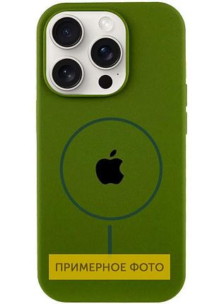 Чехол silicone case full protective (aa) with magsafe для apple iphone 16 plus (6.7") зеленый / dark olive