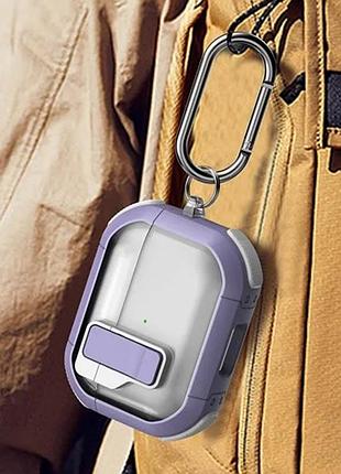 Футляр противоударный locking button для наушников airpods pro light purple