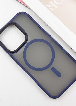 Tpu+pc чехол metal buttons with magsafe для apple iphone 16 pro max (6.9") синий