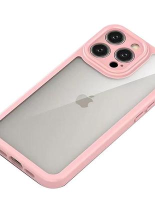 Tpu чохол transparent + colour 1,5mm для apple iphone 16 pro (6.3") pink