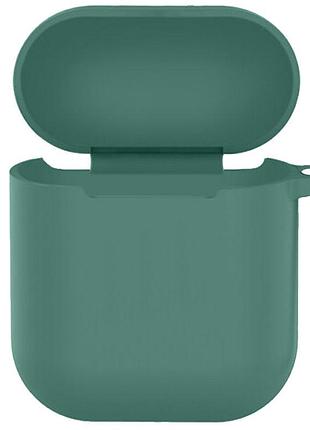 Силиконовый футляр new с карабином для наушников airpods 1/2 зеленый / pine green