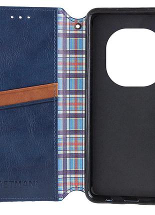 Кожаный чехол-книжка getman cubic (pu) для xiaomi redmi note 14 pro 5g / 14 pro+ синий