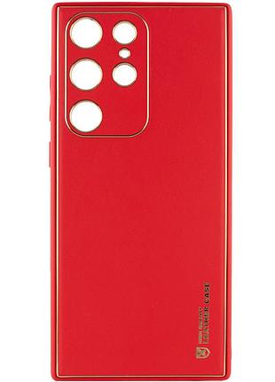Кожаный чехол xshield для samsung galaxy s23 ultra красный / red