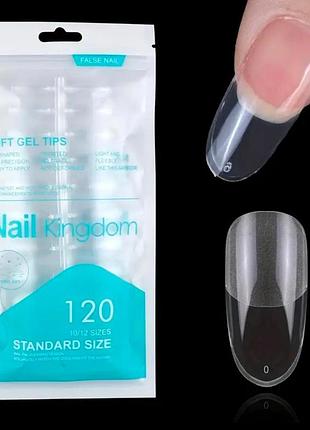 Гелеві тіпси для нарощування nail kingdom овал м 120 шт прозорі (104)