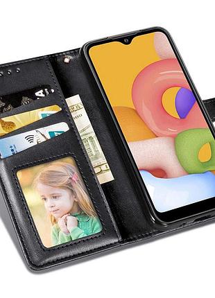 Кожаный чехол-книжка getman gallant (pu) для samsung galaxy m53 5g черный