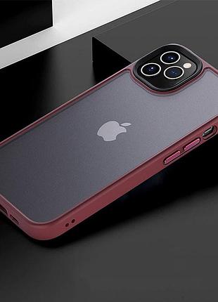 Tpu+pc чохол metal buttons для apple iphone 12 pro / 12 (6.1") бордовий