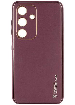 Кожаный чехол xshield для samsung galaxy s23 fe бордовый / plum red
