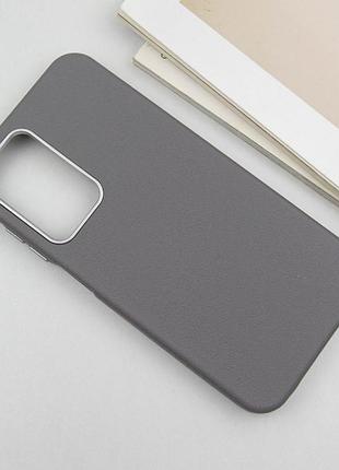 Кожаный чехол leather case metal buttons для samsung galaxy a15 4g/5g / m15 5g titanium gray