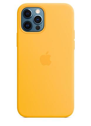 Чехол silicone case (aaa) with magsafe для apple iphone 12 pro max (6.7") желтый / sunflower
