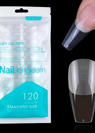 Гелеві тіпси для нарощування nail kingdom балерина м 120 шт прозорі (103)
