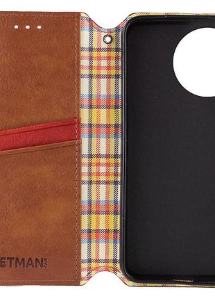 Кожаный чехол-книжка getman cubic (pu) для realme 11 4g коричневый