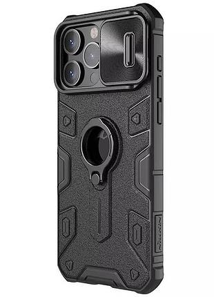 Tpu+pc чехол nillkin camshield armor (шторка на камеру) для apple iphone 15 pro (6.1") черный