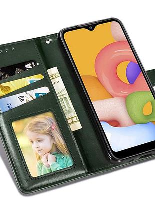 Кожаный чехол-книжка getman gallant (pu) для samsung galaxy a05 зеленый