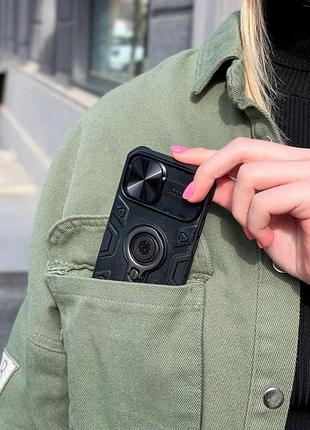 Tpu+pc чехол nillkin camshield armor pro no logo (шторка на камеру) для apple iphone 14 pro max черный