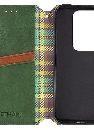 Кожаный чехол-книжка getman cubic (pu) для xiaomi redmi note 13 pro 4g / poco m6 pro 4g зеленый