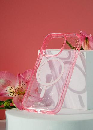 Чохол tpu galaxy sparkle (magfit) для apple iphone 12 pro / 12 (6.1") pink+glitter
