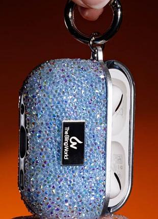 Tpu чехол bling world rock diamond для наушников airpods pro / airpods pro 2 голубой