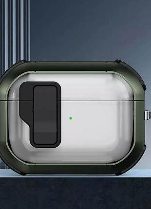 Футляр противоударный locking button для наушников airpods pro apple green