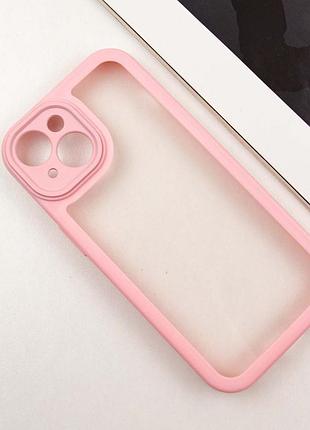Tpu чехол transparent + colour 1,5mm для apple iphone 15 (6.1") pink