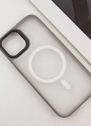 Tpu+pc чехол blueo skin friendly frosted with magsafe для apple iphone 15 (6.1") серый