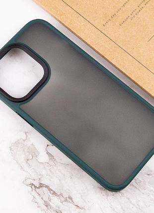 Tpu+pc чехол metal buttons для apple iphone 14 pro max (6.7") зеленый