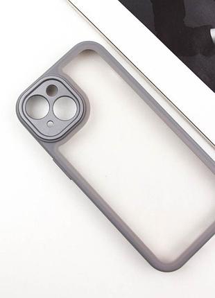 Tpu чехол transparent + colour 1,5mm для apple iphone 15 (6.1") grey