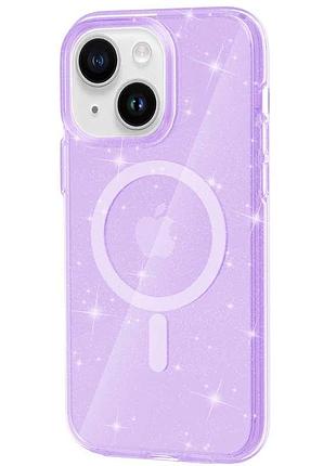 Чохол tpu galaxy sparkle (magfit) для apple iphone 15 plus (6.7") purple+glitter