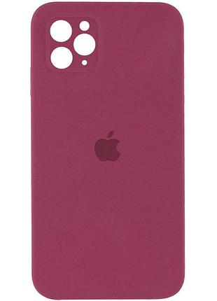 Чехол silicone case square full camera protective (aa) для apple iphone 11 pro max (6.5") бордовый / plum