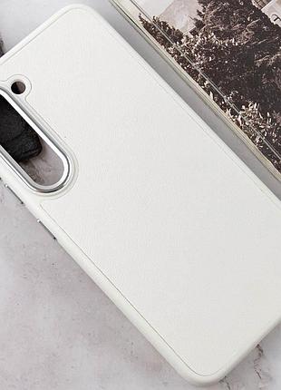 Шкіряний чохол bonbon leather metal style для samsung galaxy s22+ білий / white