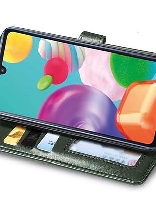 Кожаный чехол-книжка getman gallant (pu) для samsung galaxy a14 4g/5g зеленый