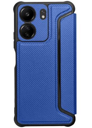 Кожаный чехол-книжка getman razor (pu) для xiaomi redmi 13c / poco c65 blue