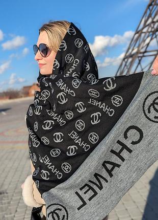 Двусторонний шарф сhanel черненный