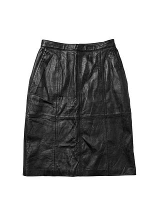 Розкішна якісна міді - спідниця genuine leather чорного кольору із натуральної шкіри eur s / m