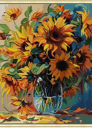 Набір для вишивання за нанесеною на канву схемою “sunflower 4”.aida 14ct printed , 47*47 см