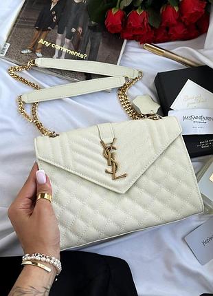 Saint laurent leather envelope chain bag milk