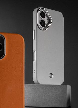 Чехол sgp pc+leather with magsafe для apple iphone 16 (6.1") grey